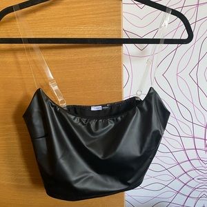 Leather crop top ; with adjustable straps